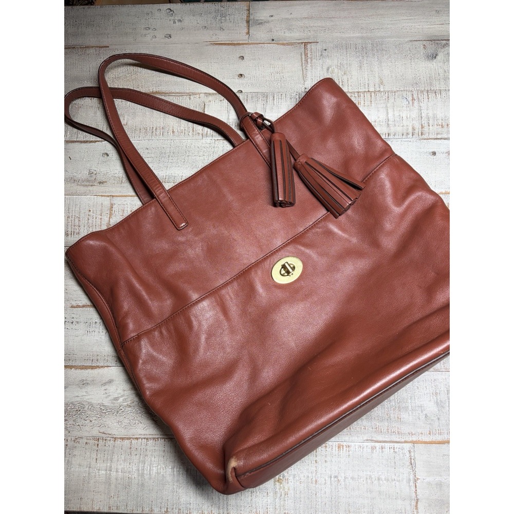 COACH 2013 Legacy Brown Leather Turnlock Large Shoulder Tote Bag - 26461